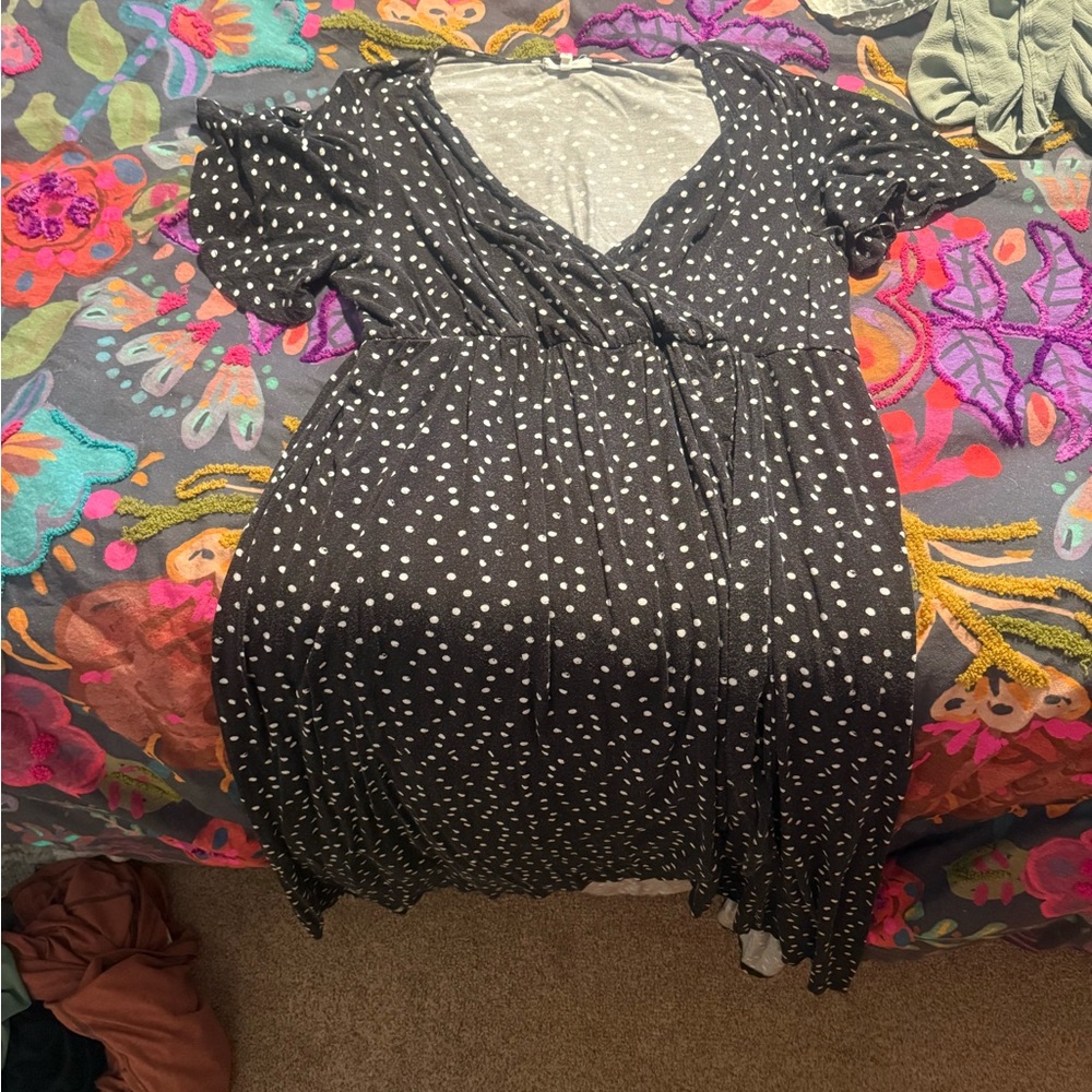 Maurices Black and White Polka Dot Midi Dress